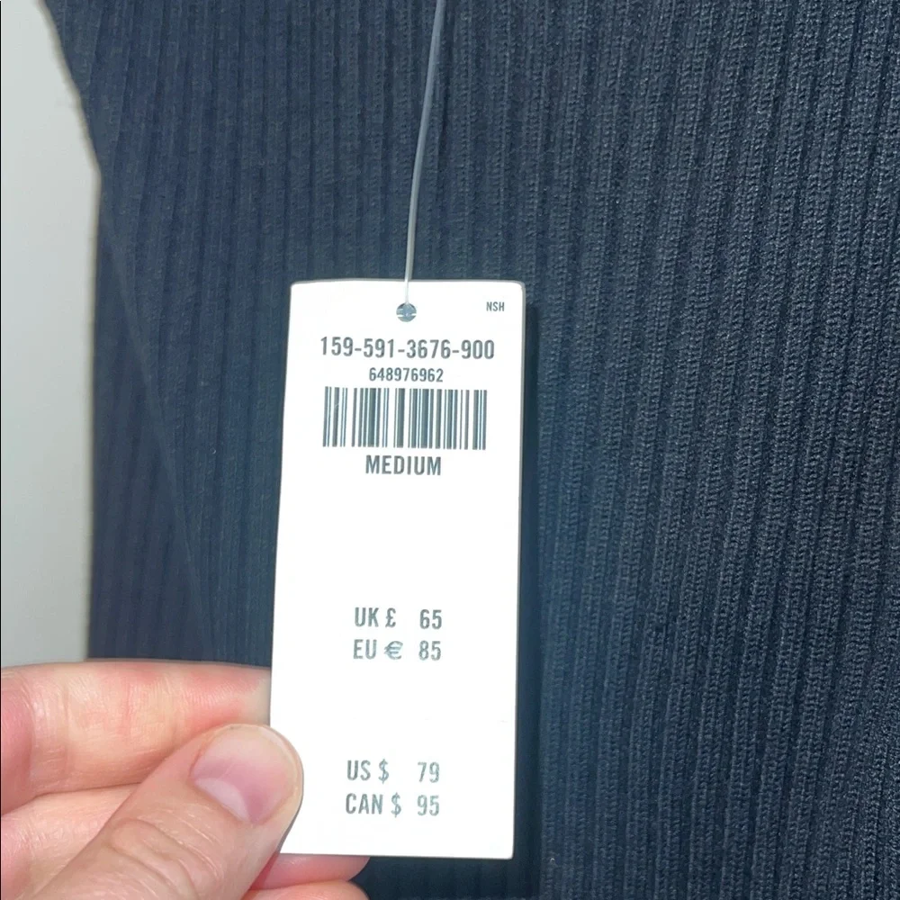 Nwt Abercrombie & Fitch Black Ribbed V-Neck Maxi Slip Dress